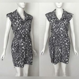 CYNTHIA STEFFE GRAY & WHITE ABSTRACT PRINT DRESS SIZE 0